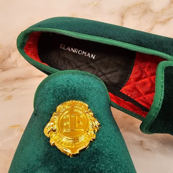 ELANROMAN Men’s Green Velvet Loafers, size 12 (EU 46) - Picture 7 of 10